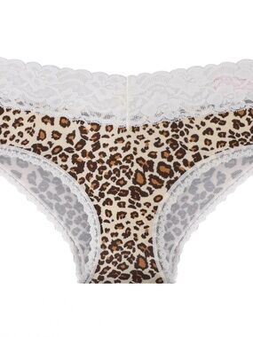 Splendies Kaia Leopard Bikini Panties Knit Lace Lingerie NWT